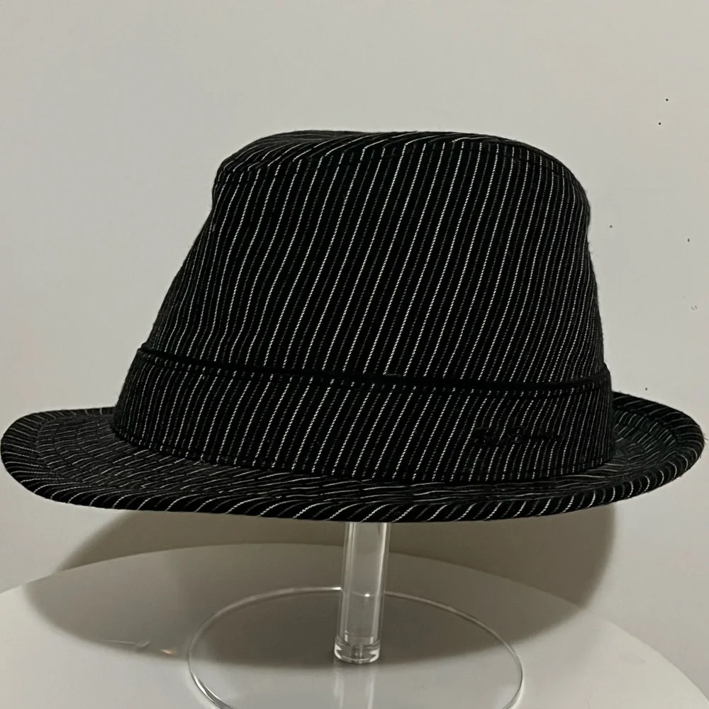 Ben Sherman Black Pinstripe Fedora Hat